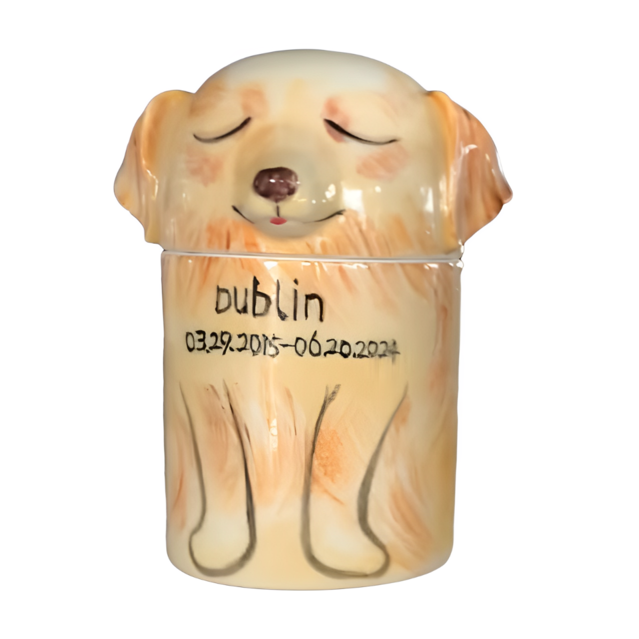 Personalized Pet Urn with a Semi-spherical cover, customizable with or without a name. A special keepsake. A versatile container. Custom-made.