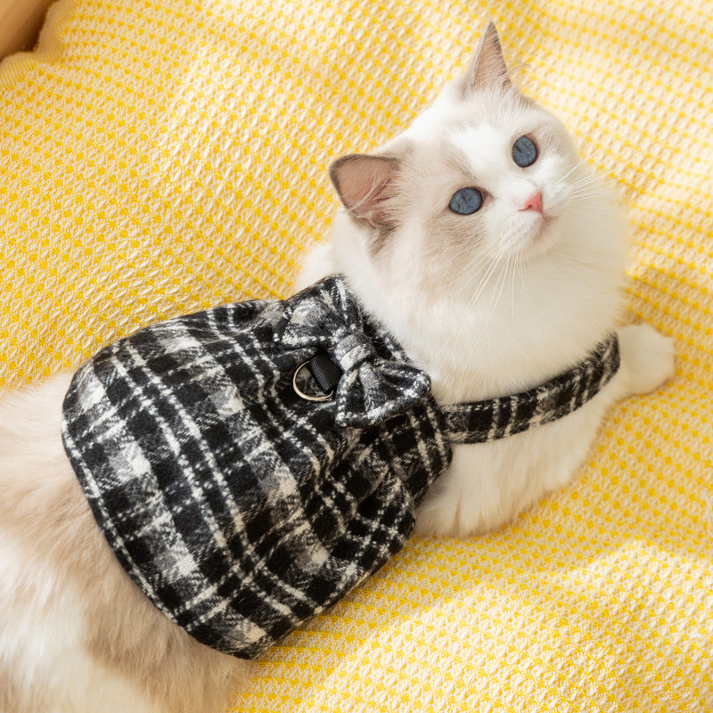 Plaid Apparel for Cats and Dogs, Leash-Friendly, Suitable For Both Cats and Dogs.