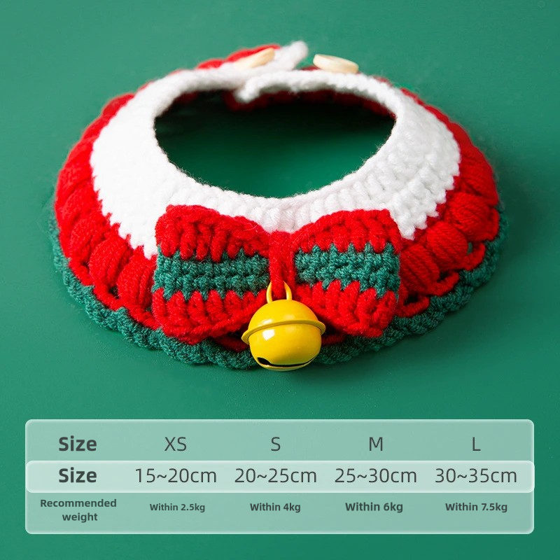 Hand-Knitted Christmas Style Pet Collar