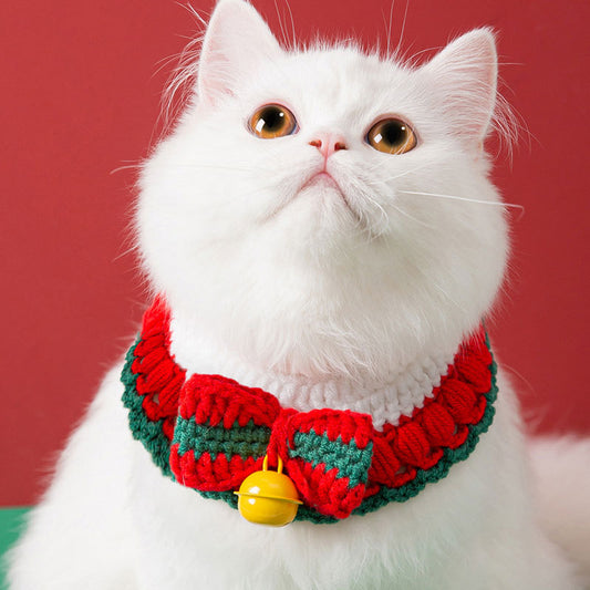 Hand-Knitted Christmas Style Pet Collar