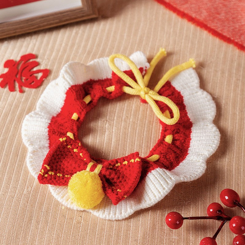 Hand-Knitted Christmas Style Pet Collar