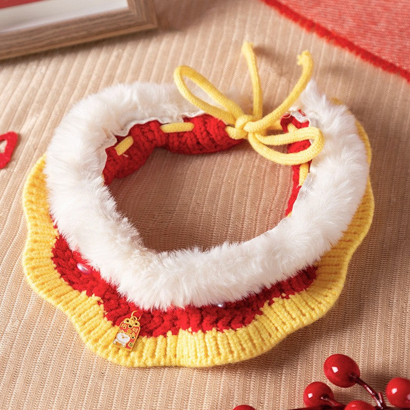 Hand-Knitted Christmas Style Pet Collar